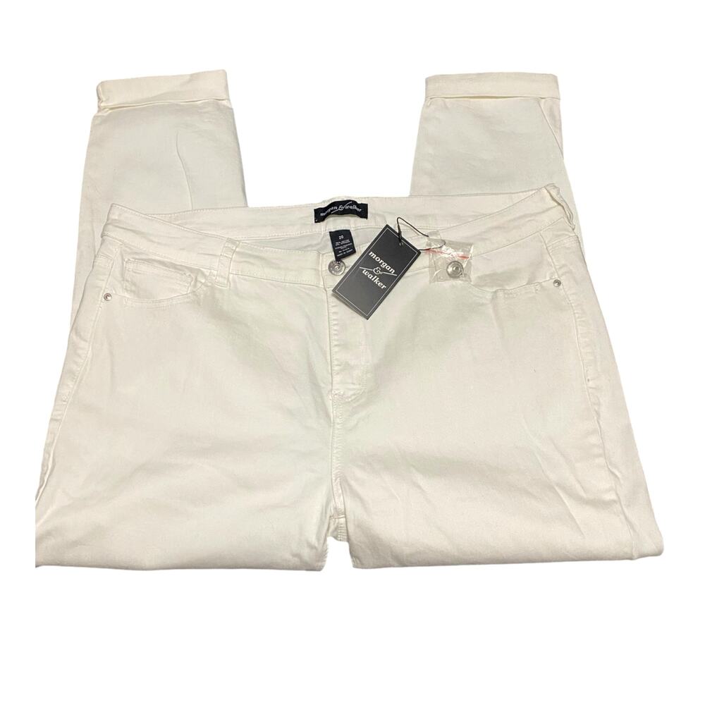 Morgan & Walker Women's Cotton Spandex Pants Size 20 White Jean Style NEW